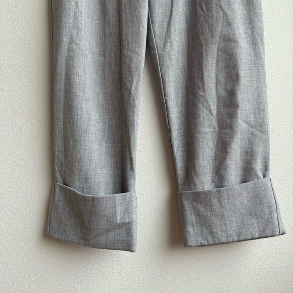 $5/$25 Zara High Waisted Tapered Trouser Cuffed Relaxed Slouchy Size Medium Gray - Picture 2 of 6
